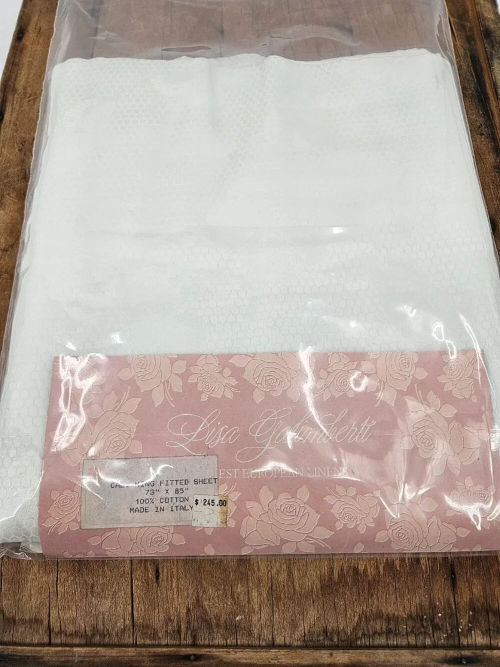 New Lisa Galimberti Cal King Fitted Sheet White Butterflies Cotton Damask